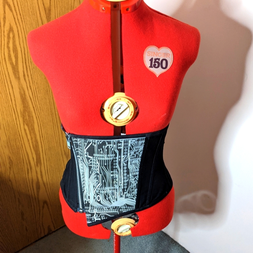 Steel Corset with Circuit Board Print